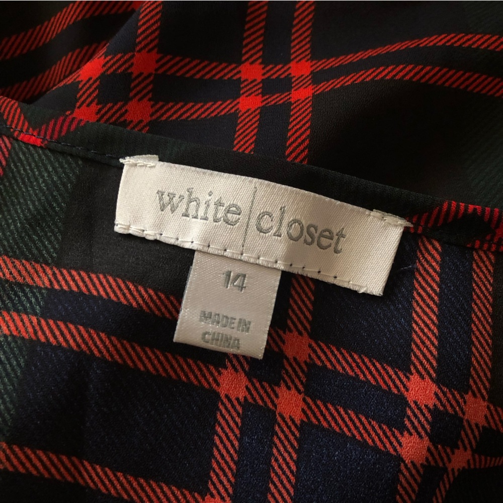 White Closet long line slip camisole check top size 14 - Picture 2 of 4